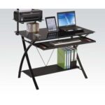 New ACME Erma Computer Desk with Tempered Glass Tabletop and Metal Frame, for Game Room, Small Space, Study Room – Black