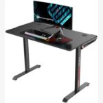 New Home Office 43.3″ L-Shaped Computer Desk with Mouse Pad, Wooden Tabletop and Metal Frame, for Game Room, Small Space, Study Room – Black