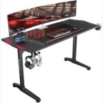 New Home Office 55″ Gaming Desk with RGB LED Lights and Metal Frame, for Game Room, Small Space, Study Room – Black