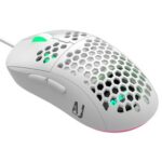 New Ajazz AJ380R Ultralight Wired Mouse RGB Light Adjustable 12400DPI MAX PAW3327 Sensor Compatible with for Windows 2000/XP/Vista/7/8/10 – White