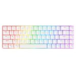 New Ajazz K685T RGB Hot-swappable 68 Keys Mechanical Keyboard, Wired + Bluetooth + 2.4GHz Wireless Connection, Support Windows 2000 / Windows XP / Windows 7/8/10, Red Switch – White
