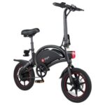 New DYU D3+ Folding Moped Electric Bike 14 Inch Inflatable Rubber Tires 240W Motor 10Ah Battery Max Speed 25km/h Up To 45km Range Dual Disc Brakes Adjustable Height – Black