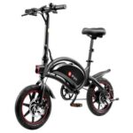 New DYU D3F with Pedal Folding Moped Electric Bike 14 Inch Inflatable Rubber Tires 240W Motor 10Ah Battery Max Speed 25km/h Up To 45km Range Dual Disc Brakes Adjustable Height – Black