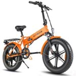 New ENGWE EP-2 Pro 750W 20 inch Fat Tire Electric Folding Bicycle Mountain Beach Snow Bike for Adults Aluminum Electric Scooter 7 Speed Gear E-Bike with Removable 48V 12.8A Battery Dual Disc – Orange