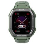 New Kospet Rock Outdoor Bluetooth Smartwatch 1.69 Inch Rectangle TFT Screen Heart Rate Blood Pressure SpO2 Monitor 20 Sports Modes 3ATM Water-Resistant 350mAh Battery – Green