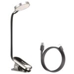 New Baseus LED Mini Clip-on Desk Lamp 360 Degree Flexible Rechargeable Night Ligh0t for Travel Bedroom Book-Reading-Black