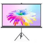 New Bomaker 100-Inch Projector Screen with Stand 160 Degree View Angle 1.1 Gain 16:9 Premium White PVC