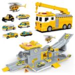 New Large Construction Truck Toys with Sound/Light Transform to Parking Lot 2-in-1 for 3+ Year Old Boys Toddler Kids