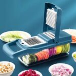 New Multi-Function House-Hold Six-Blade Dicing and Slicing Slicer – Blue
