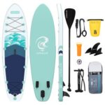 New Urikar Inflatable Paddleboard 10’6″ Versatile Sup Board with Accessories Set-Pump Carrier Waterproof Dry Bag – Green