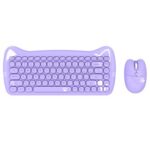 New Ajazz 3060i 2.4G Wireless Keyboard and Mouse Set Cute Pet Design 84 Keys Support Mac iOS Windows – Purple