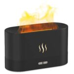 New Aromatherapy Diffuser Simulation Flame Mist Humidifier USB Ultrasonic Cool Mist Aroma Essential for Home Office – Black