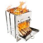 New Outdoor Barbecu Grill Stainless Steel Foldable for BBQ, Cook Food, Boiling – Silver