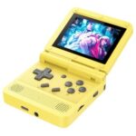 New Powkiddy V90 64GB Flip Retro Game Console, 3 Inch IPS Screen, Open Source for Linux, Compatible with Flash OS, GB GBC MD FC SFC GG MS WS NGP PCE FBA PS 16 Simulators, Yellow
