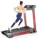 New Voyoga Installation-Free Treadmill 2 in 1 Smart Folding Walking and Running Machine with Magnetic Levitation Shock Absorption Bluetooth Speak Fitshow APP Control- Black