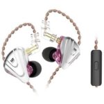 New KZ ZSX Terminator Metal In Ear Earphones 12 Units Hybrid 5BA+1DD HIFI Bass Wired Earbuds with Mic- Purple