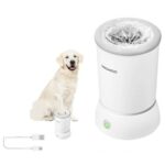 New Dogness USB Charging Pet Paws Washer Cup with Soft Silicone Bristles Dog Foot Washing for Puppy Cat – White