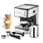 New Geek Chef GCF20C Bar Espresso Maker Coffee Machine 950W Detachable Frothing Nozzle,1.5L Detachable Transparent Water Tank Coffee Maker