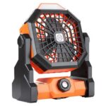 New Portable High-Power Charging Fan, Outdoor Fan Stepless Speed Regulation with 3-Mode LED Light for Camping & Lighting