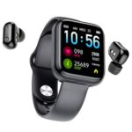 New Smart Watch with Bluetooth Earbuds, Wireless Earphones Fitness Tracker Waterproof Sports Bracelet with HR Monitor – Black