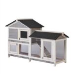 New Chicken House 58″ Waterproof Wooden Animal Hutch Indoor Outdoor Chicken Coop Rabbit Hutch Kit w/Roof