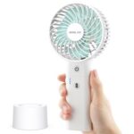 New 5000mAh Portable Handheld Fan, 10W Quick Charging Fan with Power Bank and Base, 3800rpm 3 Levels Strong Wind – White