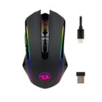 New Redragon M910-KS RANGER LITE RGB 2.4G Wireless/Wired Double Modes Gaming Mouse 8000 DPI with Rapid Fire Buttons – Black