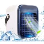 New Desktop Portable Air Cooler, Refrigeration Humidification Air Conditioning Fan, 2000mAh USB Charging, Night Light – Blue