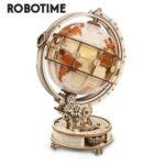 New ROBOTIME ST003 ROKR Luminous Globe 3D Wooden Puzzle, LED Light Building Block Kit, 180Pcs