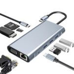 New Type-C Hub 10 in 1 USB C to 4K HDMI+RJ45+PD 100W Charge+USB3.0+VGA+SD/TF card reader Dock for MacBook Windows Laptop
