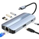 New Type-C Hub 6 in 1 USB C to 4K HDMI+1000M RJ45+PD 100W Charge+USB 3.0*3 Dock for MacBook Windows Laptop