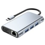 New Type-C Hub 7 in 1 USB C to 4K HDMI+1000M RJ45+PD 100W Charge+USB 3.0*3+VGA Dock for MacBook, Windows, Laptop