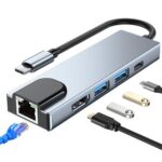 New Type-C USB C Hub USB C 3.1 to 4K HDMI 1000M RJ45 PD 100W Charge OTG Adapter USB C Dock for MacBook Air Pro 2020 USB 3.0