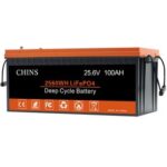 New CHINS 24V 100Ah LiFePO4 Lithium Battery, Built-in 100A BMS, 2560W Power Output for RV Caravan Solar Off-Grid