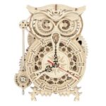New ROBOTIME LK503 ROKR Owl Clock Mechanical Gears 3D Wooden Puzzle Kit, 161Pcs
