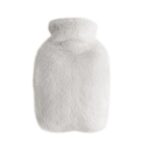 New 1000ml Thickened Hot Water Bottle, Washable Plush Cloth Cover, Water-Filled PVC Inner Tank Hand Warmer – White