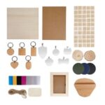 New TWO TREES Engraver Material Pack Kit, Wood/Leather/Stainless Stain/Kraft Cardboard for Laser Engraving/Cutting, 75Pcs