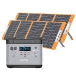 New OUKITEL P2001 2000W Portable Power Station + 2Pcs Flashfish TSP 18V 100W Foldable Solar Panel Outdoor Power Supply Kit, 2000Wh LiFePO4 Battery 3500+ Cycles Pure Sine Wave AC Sockets,Cigar Lighter DC5521 USB-C PD, Super Fast Recharge Durable Generator