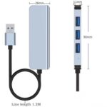 New 4 in 1 Ultra Thin Elongated Portable HUB Mini USB Hub Extension, 4 Ports USB Hub 1.2m Ultra Long Cable