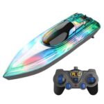 New Flytec V555 2.4GHz Racing RC Boats 15KM/H With Transparent Cover And Bright LED Light Effect – Green Two Batteries