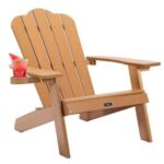 New TALE AC01BN Adirondack Folding Chairs with Cup Holder, High Plastic Wood Patio Chairs, 380 lbs Load Capacity – Brown