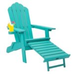 New TALE AC02G Adirondack Chairs with Cup Holder, High Plastic Wood Patio Chairs, 380lbs Load Capacity, Pull Out Ottoman, Weather Resistant – Green