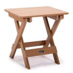 New TALE FT01BN Adirondack Portable Square Folding Table, Plastic Wood, Weather Resistant, Fade Resistant – Brown