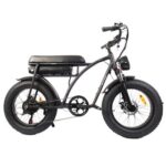 New BEZIOR XF001 Retro Electric Bike 20*4.0 Inch Fat Tires 1000W Motor 12.5Ah 48V Battery 45Km/h Max Speed 120kg Max Load Shimano 7-Speed Dual Mechanical Disc Brakes Front & Rear Suspension Fork LCD Display –  Black