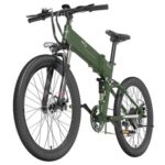 New BEZIOR X500 Pro Folding Electric Bike Bicycle 26 Inch Tire 500W Motor Max Speed 30Km/h 48V 10.4Ah Battery Aluminum Alloy Frame Shimano 7-Speed Shift 100KM Power-Assisted Range LCD Display IP54 Waterproof Max Load 200KG – Army Green